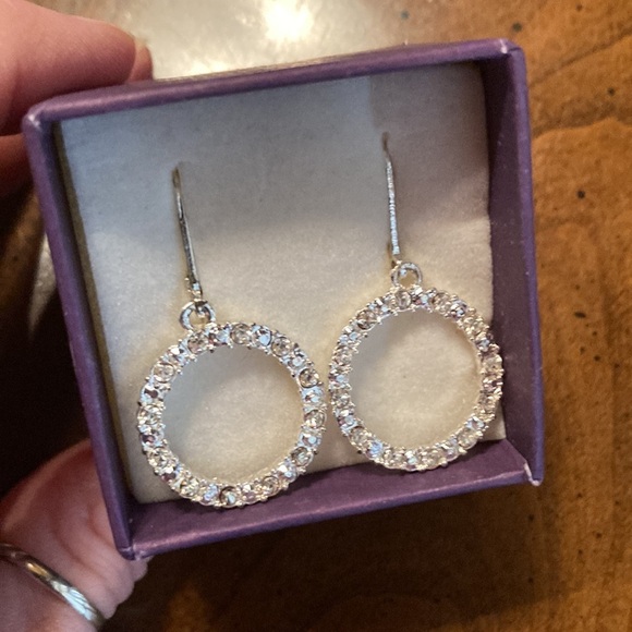 🌸NIB AVON Eternity Circle Rhinestone Hoop Earrings - Picture 2 of 9